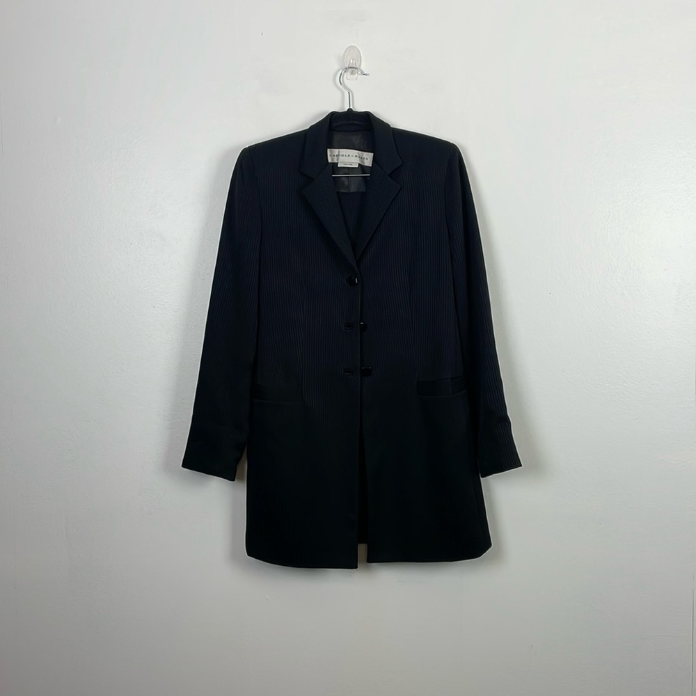 Garfield & Marks Womens 2 Ribbed Skirt Suit Button Closure Blazer and Skirt Suit